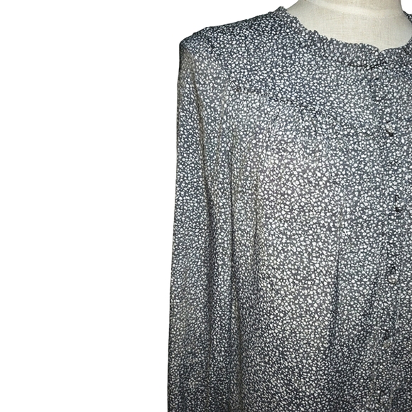 LC Lauren Conrad Oversized Ruffle Prarie Yoke Ditsy Floral Button Down Top XS - Picture 9 of 17